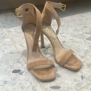 Stuart Weitzman blush heels sandals suede 8.5